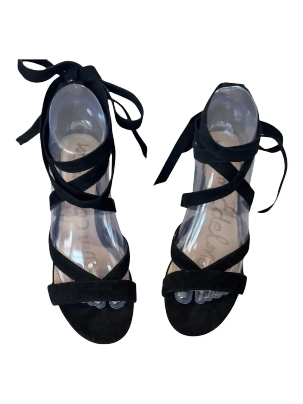 Sam Edelman Black Suede Lace-Up Block Heel Sandals Women’s Size 8